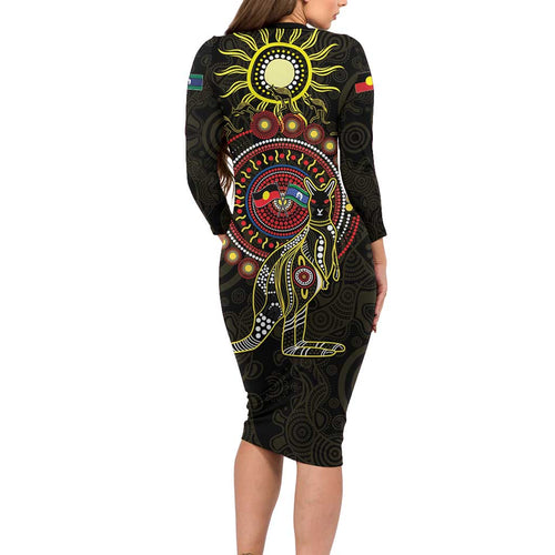 50 Years Of Deadly NAIDOC Week 2026 Family Matching Long Sleeve Bodycon Dress and Hawaiian Shirt Aussie Kangaroo Aboriginal Art