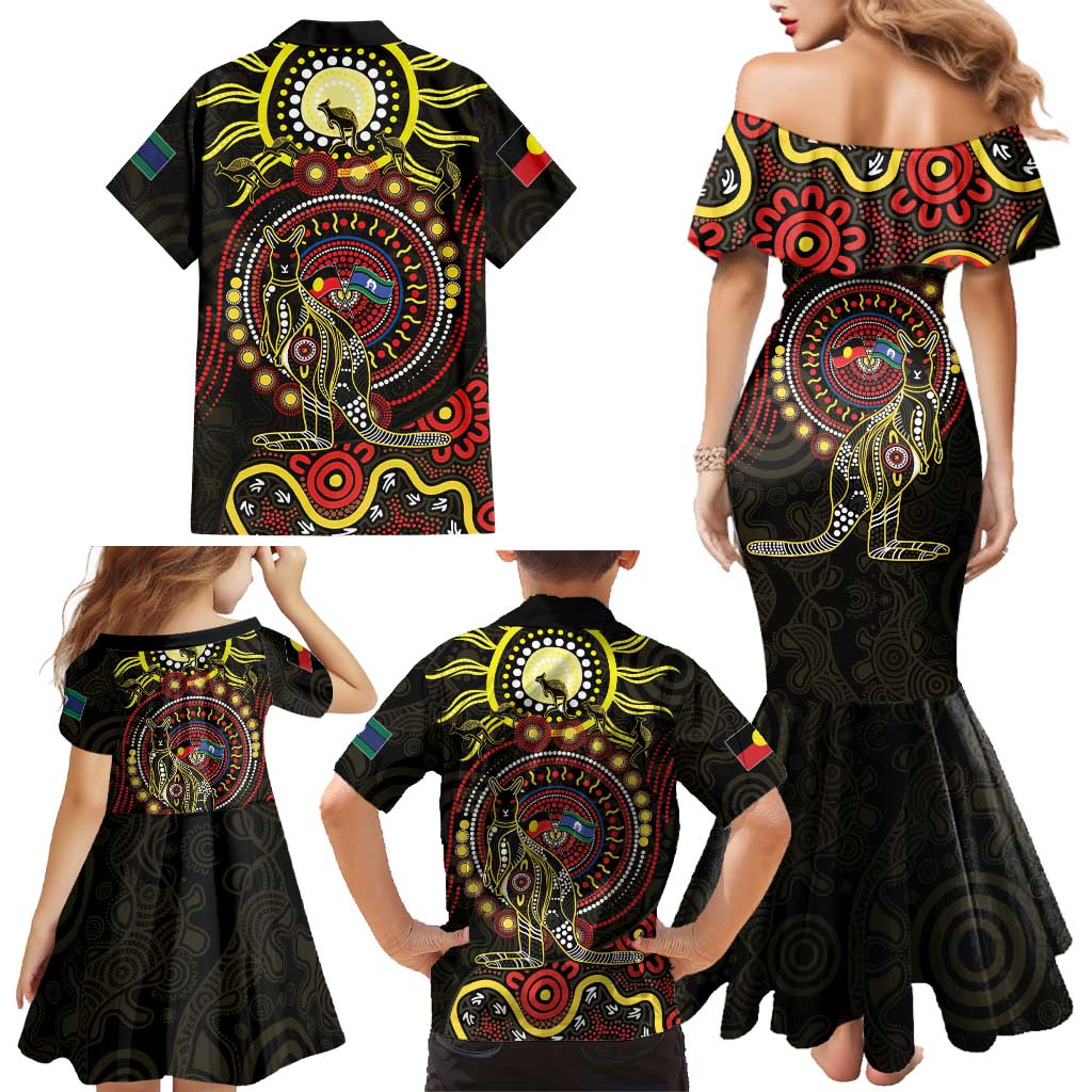 50 Years Of Deadly NAIDOC Week 2026 Family Matching Mermaid Dress and Hawaiian Shirt Aussie Kangaroo Aboriginal Art