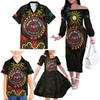 50 Years Of Deadly NAIDOC Week 2026 Family Matching Off The Shoulder Long Sleeve Dress and Hawaiian Shirt Aussie Kangaroo Aboriginal Art