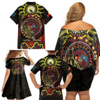 50 Years Of Deadly NAIDOC Week 2026 Family Matching Off Shoulder Short Dress and Hawaiian Shirt Aussie Kangaroo Aboriginal Art