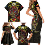 50 Years Of Deadly NAIDOC Week 2026 Family Matching Short Sleeve Bodycon Dress and Hawaiian Shirt Aussie Kangaroo Aboriginal Art