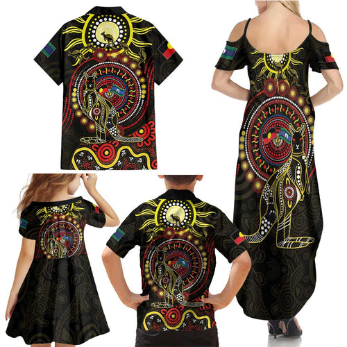 50 Years Of Deadly NAIDOC Week 2026 Family Matching Summer Maxi Dress and Hawaiian Shirt Aussie Kangaroo Aboriginal Art