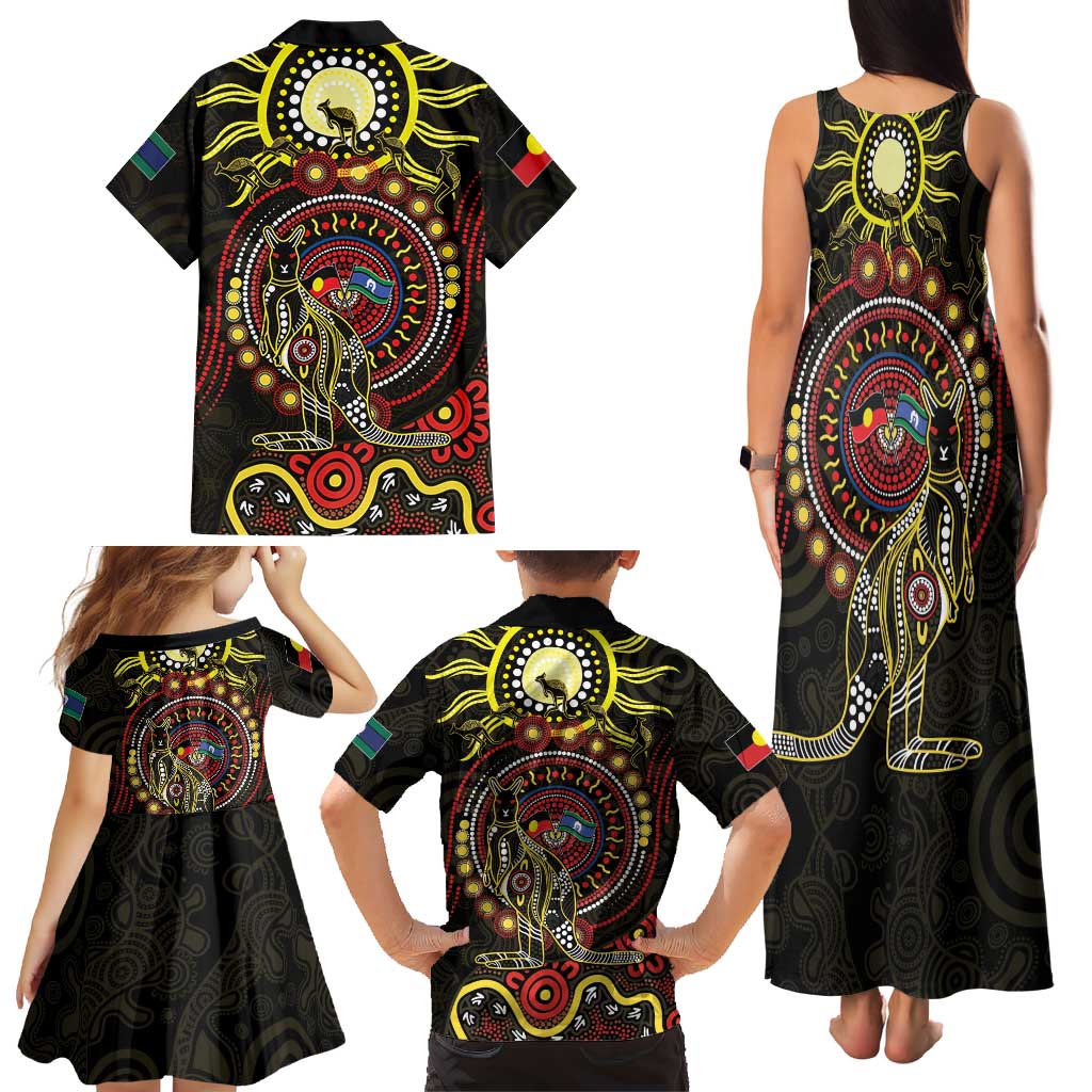 50 Years Of Deadly NAIDOC Week 2026 Family Matching Tank Maxi Dress and Hawaiian Shirt Aussie Kangaroo Aboriginal Art