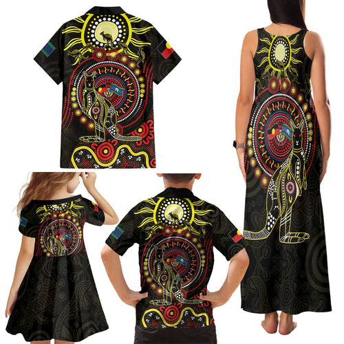 50 Years Of Deadly NAIDOC Week 2026 Family Matching Tank Maxi Dress and Hawaiian Shirt Aussie Kangaroo Aboriginal Art