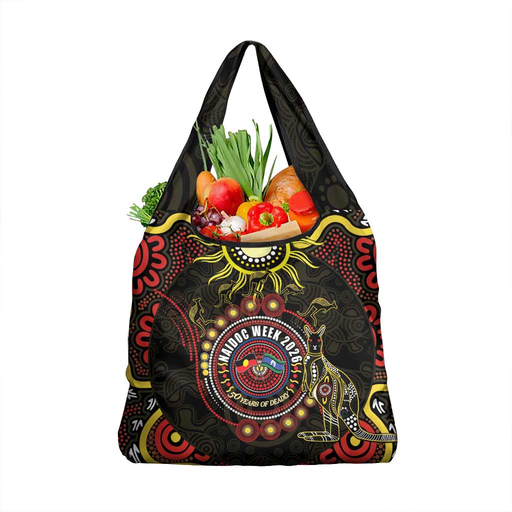 50 Years Of Deadly NAIDOC Week 2026 Grocery Bag Aussie Kangaroo Aboriginal Art