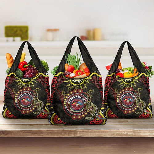 50 Years Of Deadly NAIDOC Week 2026 Grocery Bag Aussie Kangaroo Aboriginal Art