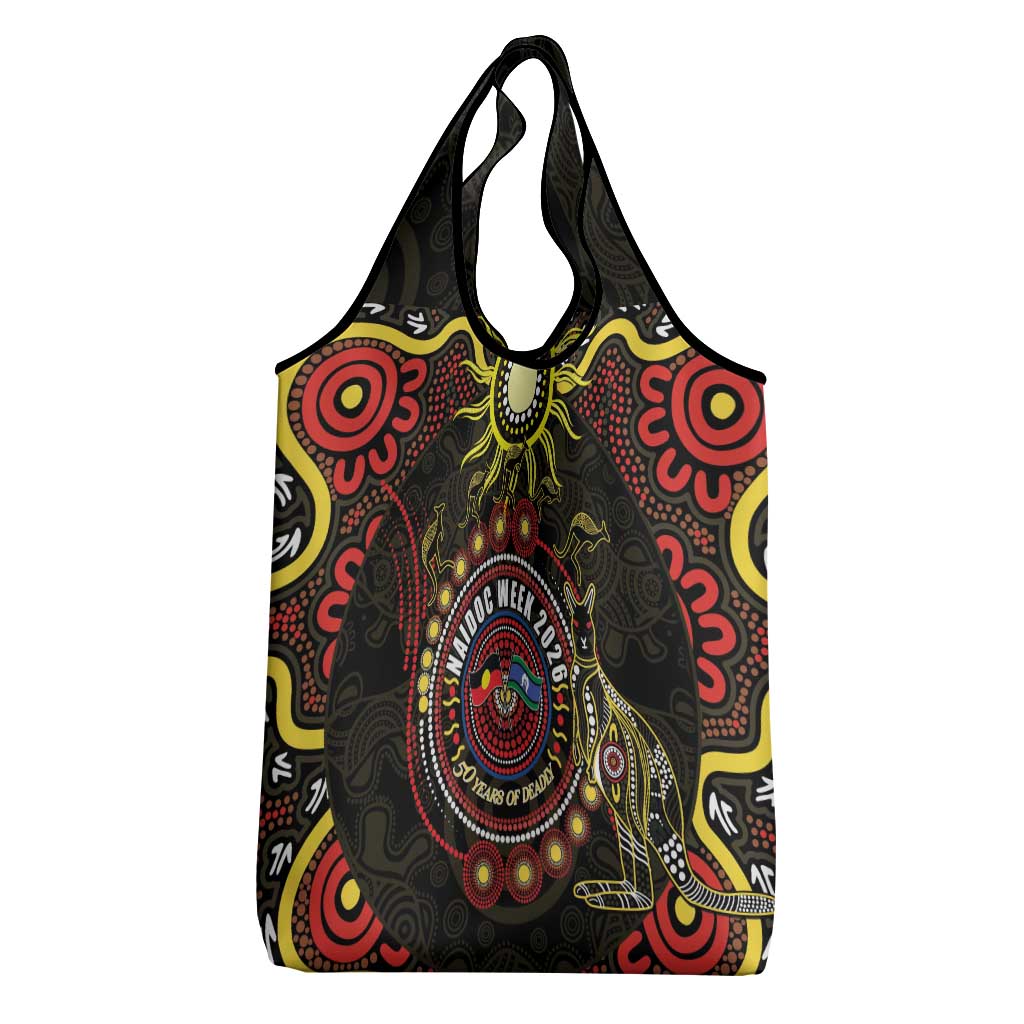 50 Years Of Deadly NAIDOC Week 2026 Grocery Bag Aussie Kangaroo Aboriginal Art
