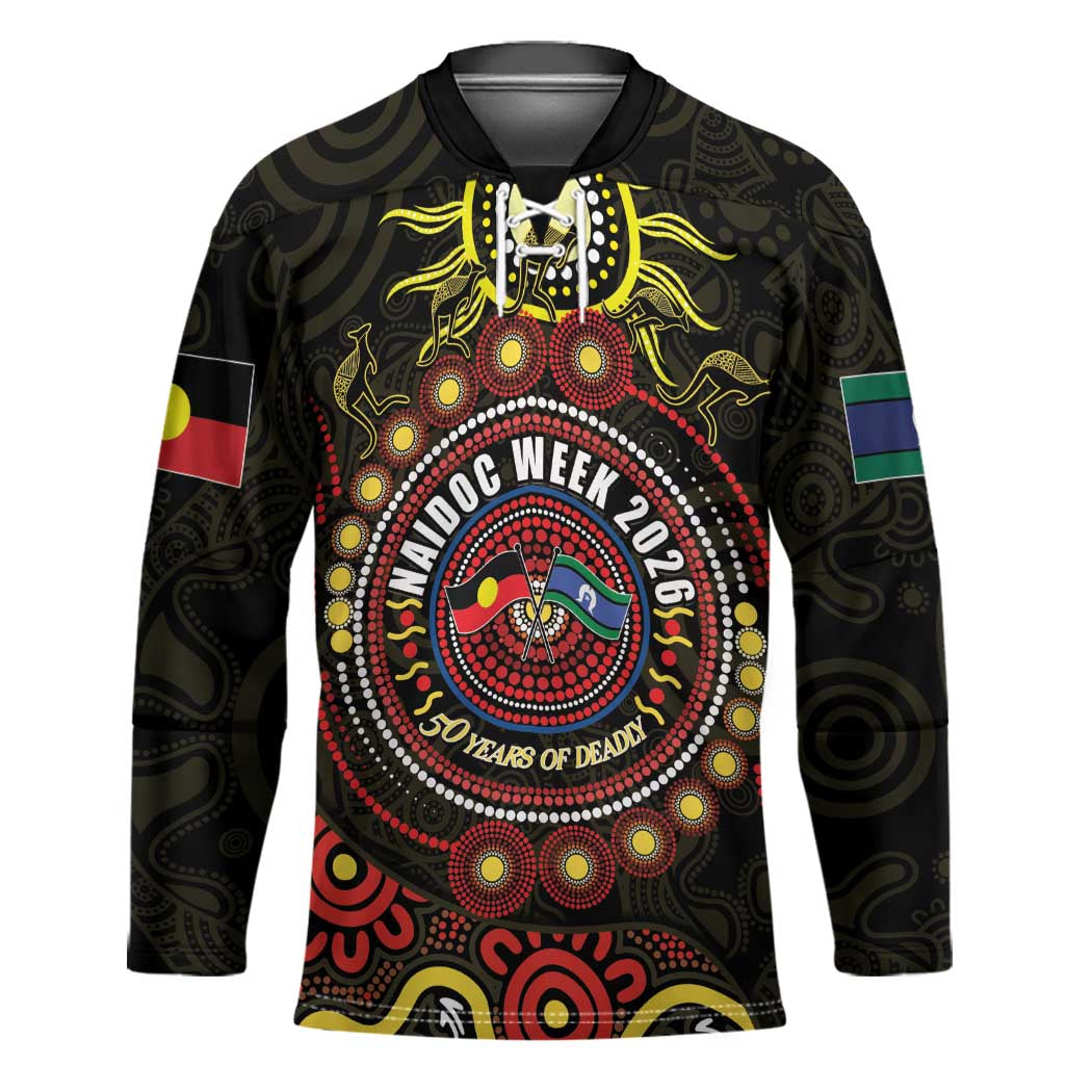 50 Years Of Deadly NAIDOC Week 2026 Hockey Jersey Aussie Kangaroo Aboriginal Art