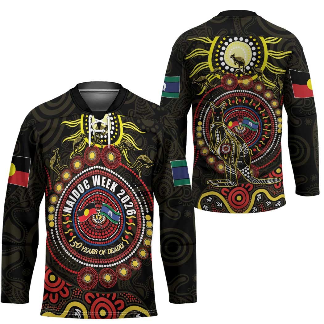 50 Years Of Deadly NAIDOC Week 2026 Hockey Jersey Aussie Kangaroo Aboriginal Art