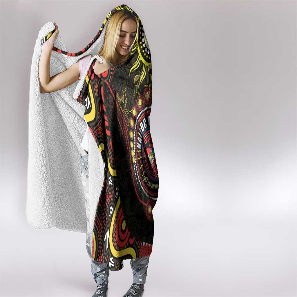 50 Years Of Deadly NAIDOC Week 2026 Hooded Blanket Aussie Kangaroo Aboriginal Art