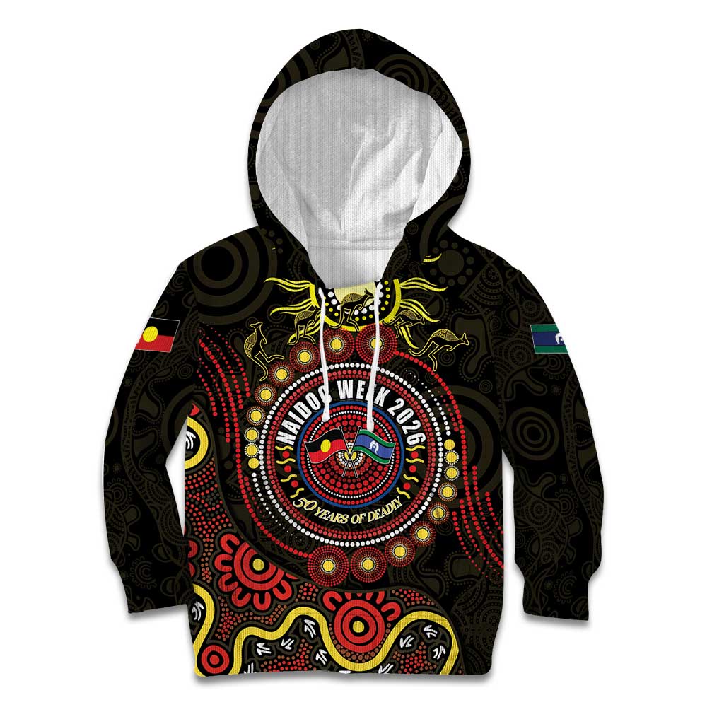 50 Years Of Deadly NAIDOC Week 2026 Kid Hoodie Aussie Kangaroo Aboriginal Art