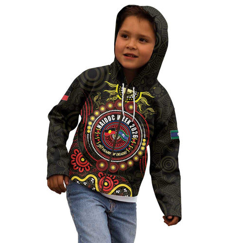 50 Years Of Deadly NAIDOC Week 2026 Kid Hoodie Aussie Kangaroo Aboriginal Art