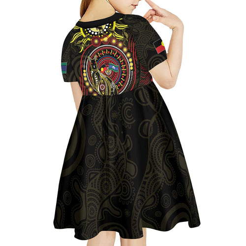 50 Years Of Deadly NAIDOC Week 2026 Kid Short Sleeve Dress Aussie Kangaroo Aboriginal Art