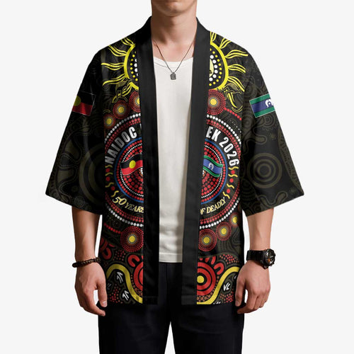 50 Years Of Deadly NAIDOC Week 2026 Kimono Aussie Kangaroo Aboriginal Art