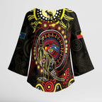 50 Years Of Deadly NAIDOC Week 2026 Kimono Sleeve Blouse Aussie Kangaroo Aboriginal Art