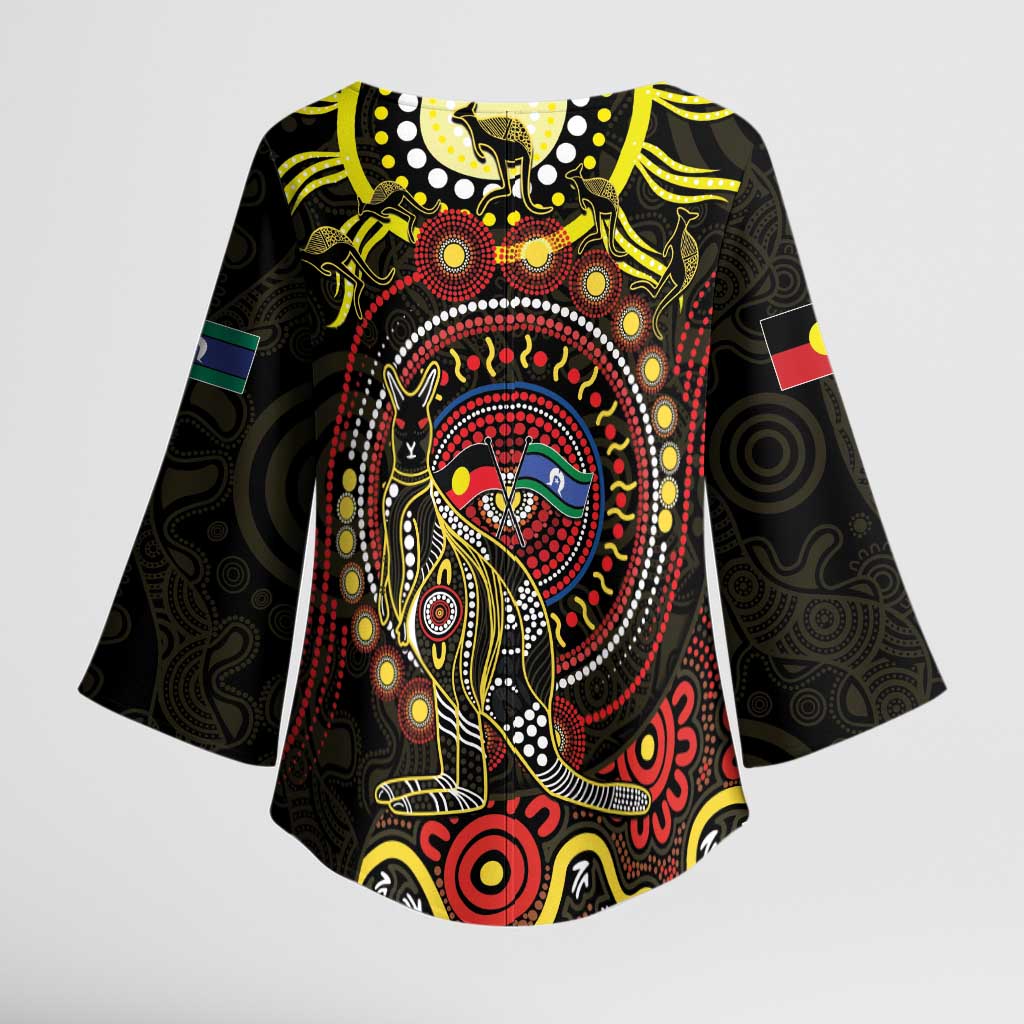 50 Years Of Deadly NAIDOC Week 2026 Kimono Sleeve Blouse Aussie Kangaroo Aboriginal Art
