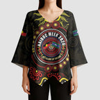 50 Years Of Deadly NAIDOC Week 2026 Kimono Sleeve Blouse Aussie Kangaroo Aboriginal Art