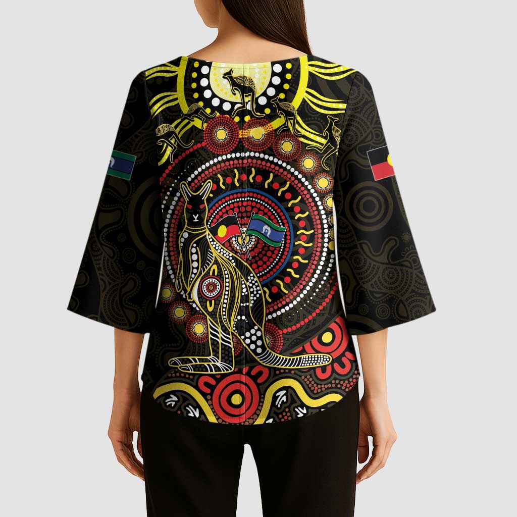 50 Years Of Deadly NAIDOC Week 2026 Kimono Sleeve Blouse Aussie Kangaroo Aboriginal Art