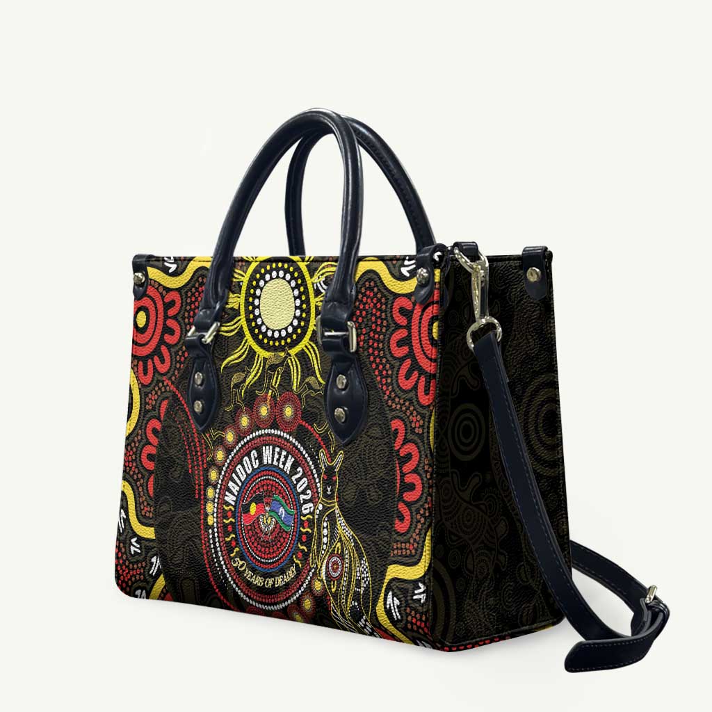 50 Years Of Deadly NAIDOC Week 2026 Leather Bag Aussie Kangaroo Aboriginal Art