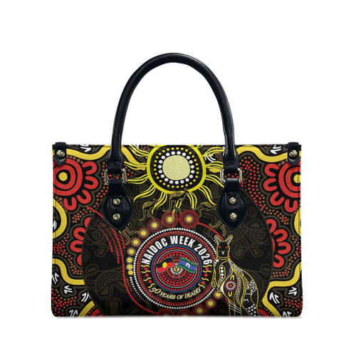 50 Years Of Deadly NAIDOC Week 2026 Leather Bag Aussie Kangaroo Aboriginal Art
