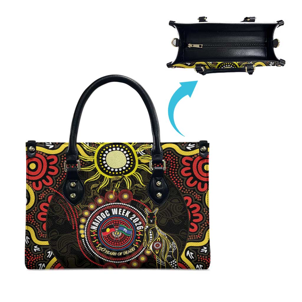 50 Years Of Deadly NAIDOC Week 2026 Leather Bag Aussie Kangaroo Aboriginal Art