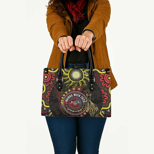 50 Years Of Deadly NAIDOC Week 2026 Leather Bag Aussie Kangaroo Aboriginal Art