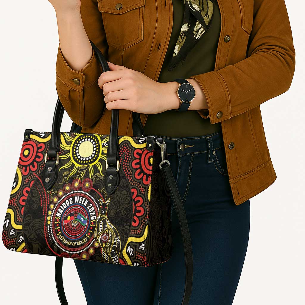 50 Years Of Deadly NAIDOC Week 2026 Leather Bag Aussie Kangaroo Aboriginal Art