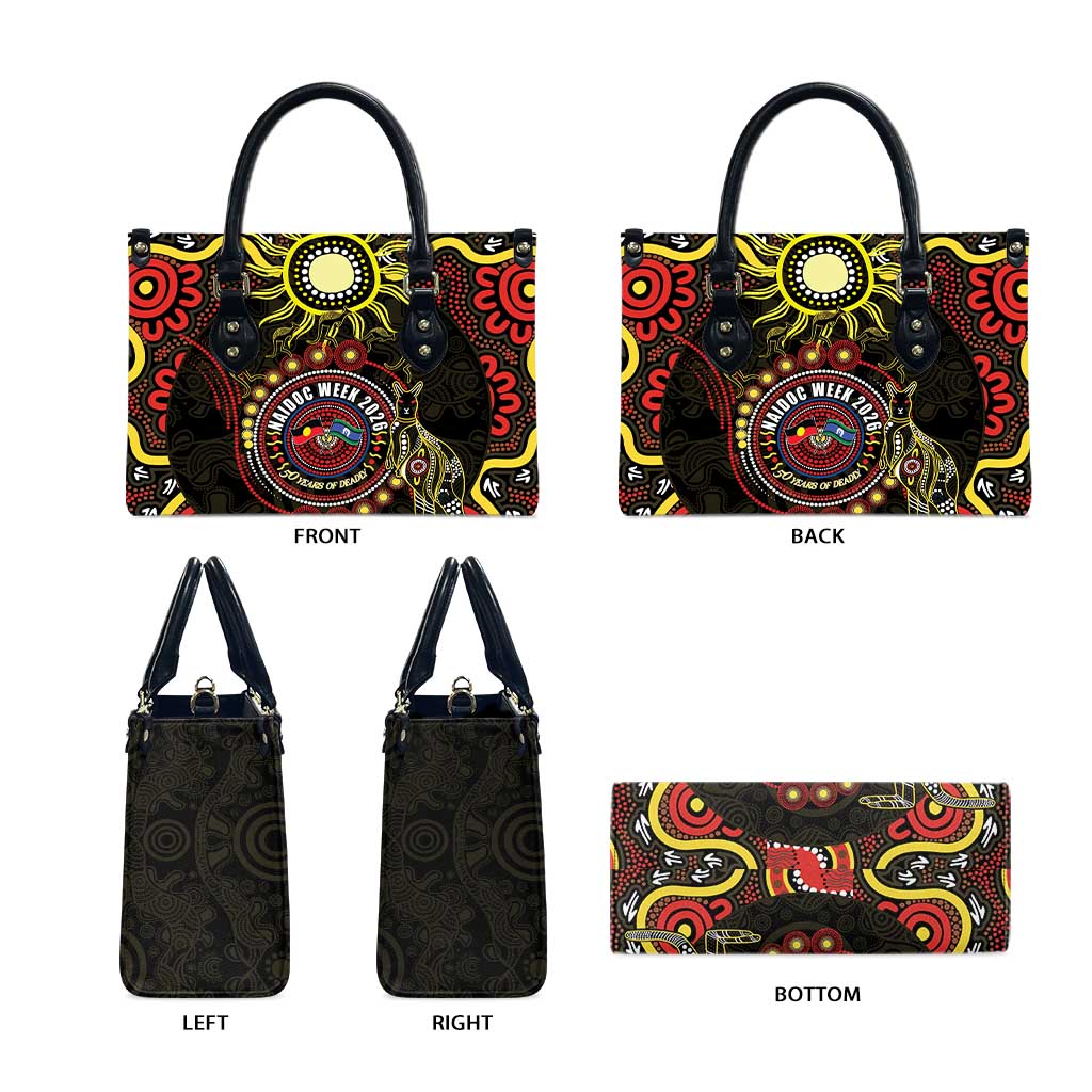 50 Years Of Deadly NAIDOC Week 2026 Leather Bag Aussie Kangaroo Aboriginal Art