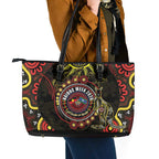 50 Years Of Deadly NAIDOC Week 2026 Leather Tote Bag Aussie Kangaroo Aboriginal Art