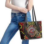 50 Years Of Deadly NAIDOC Week 2026 Leather Tote Bag Aussie Kangaroo Aboriginal Art