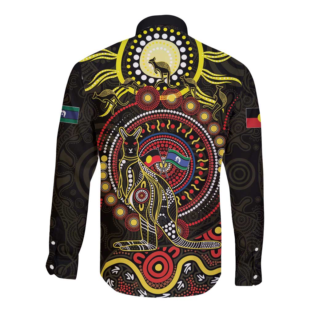 50 Years Of Deadly NAIDOC Week 2026 Long Sleeve Button Shirt Aussie Kangaroo Aboriginal Art