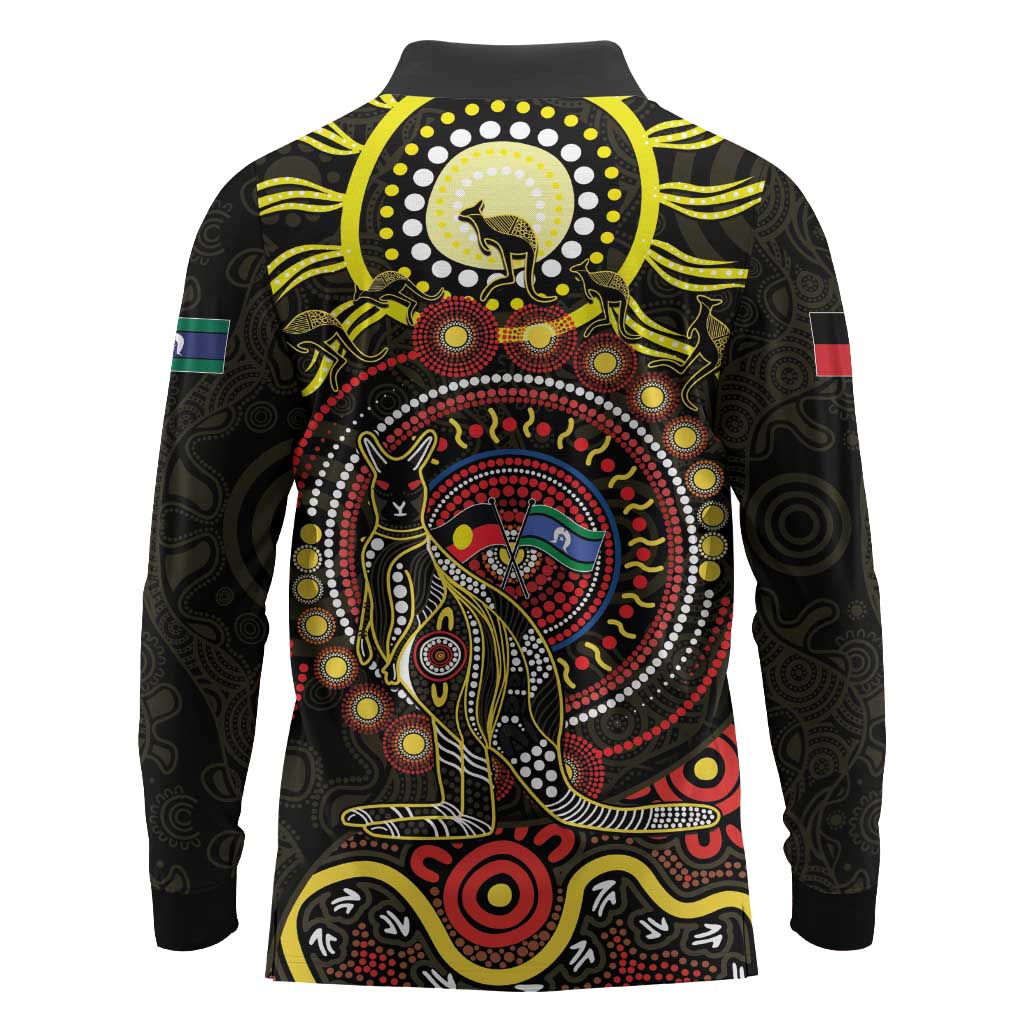50 Years Of Deadly NAIDOC Week 2026 Long Sleeve Polo Shirt Aussie Kangaroo Aboriginal Art
