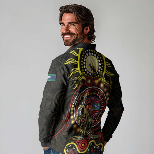 50 Years Of Deadly NAIDOC Week 2026 Long Sleeve Polo Shirt Aussie Kangaroo Aboriginal Art