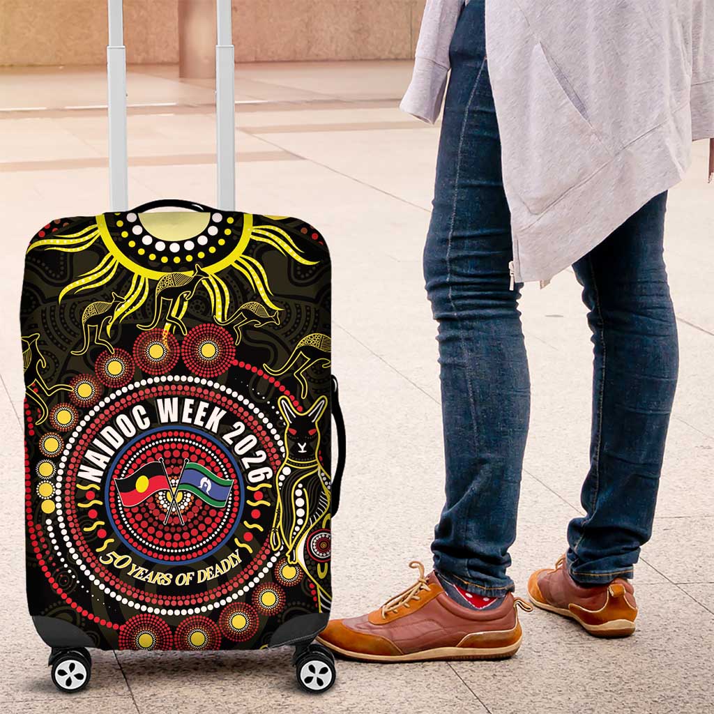 50 Years Of Deadly NAIDOC Week 2026 Luggage Cover Aussie Kangaroo Aboriginal Art
