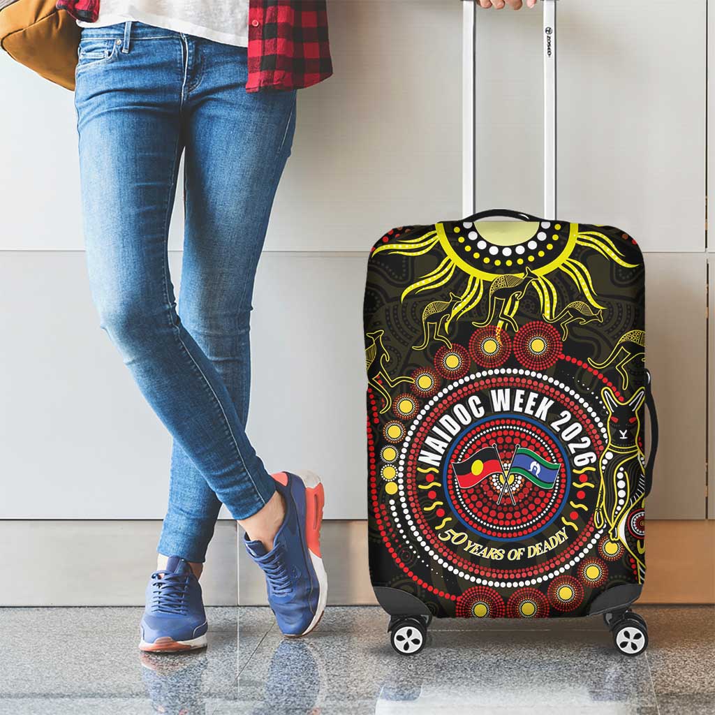 50 Years Of Deadly NAIDOC Week 2026 Luggage Cover Aussie Kangaroo Aboriginal Art