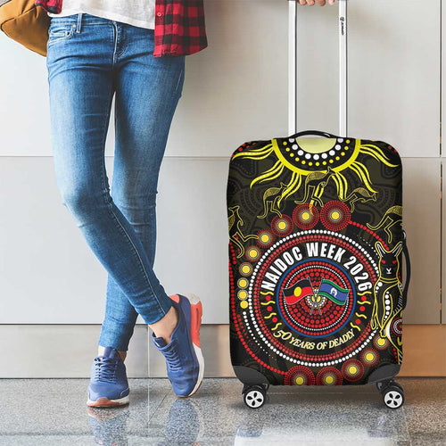50 Years Of Deadly NAIDOC Week 2026 Luggage Cover Aussie Kangaroo Aboriginal Art