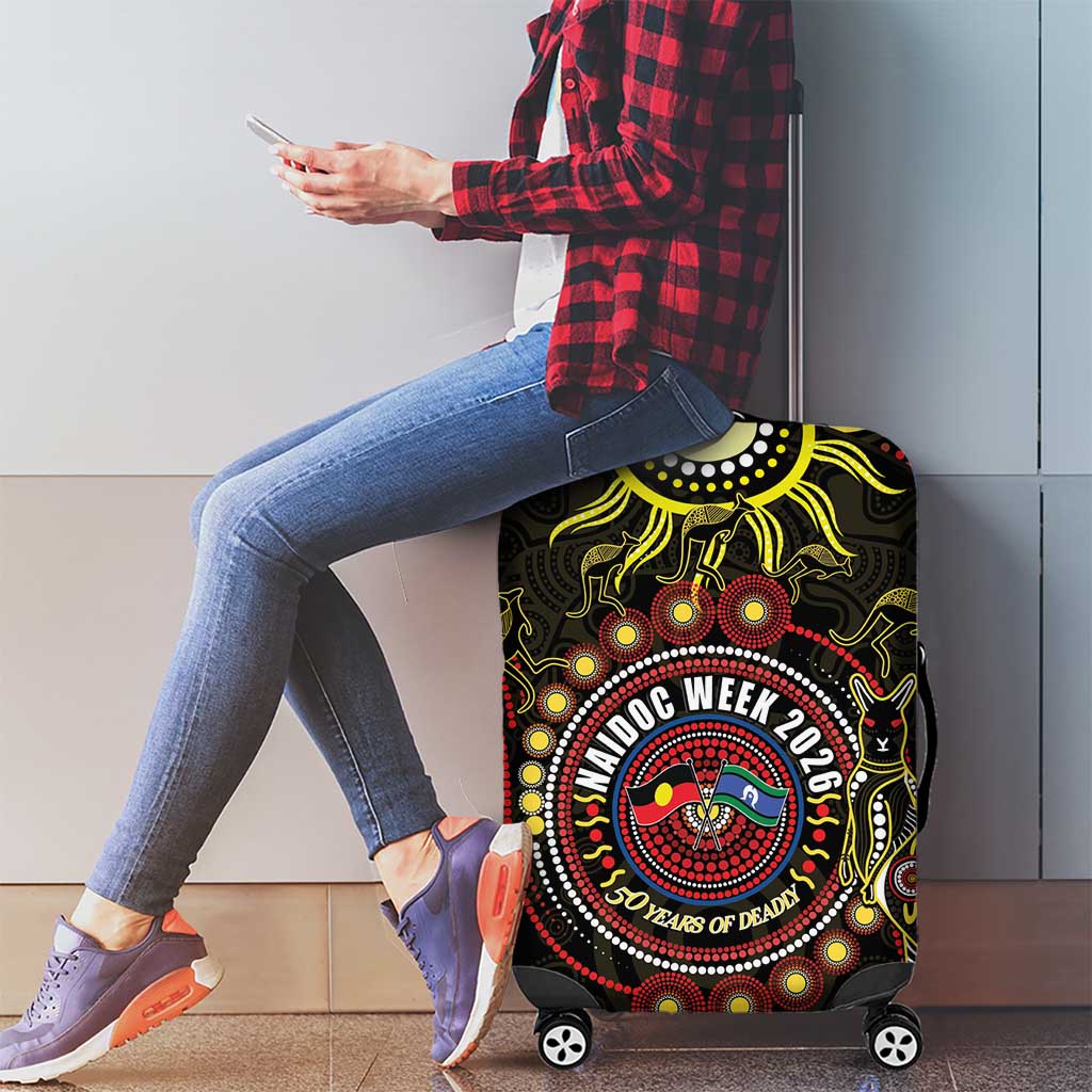 50 Years Of Deadly NAIDOC Week 2026 Luggage Cover Aussie Kangaroo Aboriginal Art