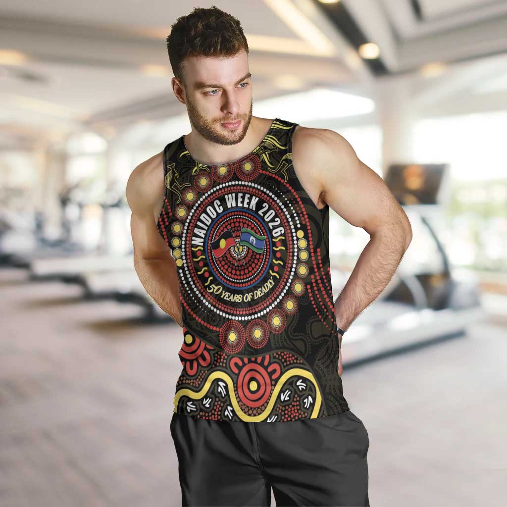 50 Years Of Deadly NAIDOC Week 2026 Men Tank Top Aussie Kangaroo Aboriginal Art