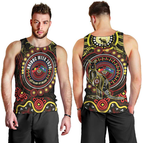50 Years Of Deadly NAIDOC Week 2026 Men Tank Top Aussie Kangaroo Aboriginal Art