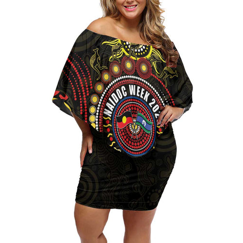 50 Years Of Deadly NAIDOC Week 2026 Off Shoulder Short Dress Aussie Kangaroo Aboriginal Art