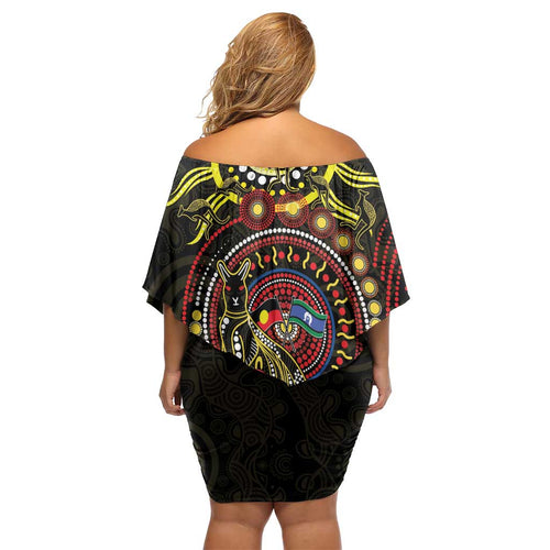 50 Years Of Deadly NAIDOC Week 2026 Off Shoulder Short Dress Aussie Kangaroo Aboriginal Art