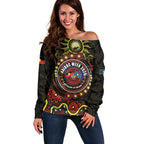 50 Years Of Deadly NAIDOC Week 2026 Off Shoulder Sweater Aussie Kangaroo Aboriginal Art