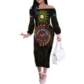 50 Years Of Deadly NAIDOC Week 2026 Off The Shoulder Long Sleeve Dress Aussie Kangaroo Aboriginal Art