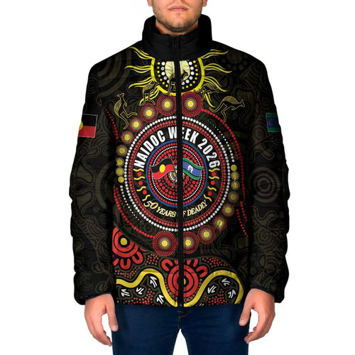 50 Years Of Deadly NAIDOC Week 2026 Padded Jacket Aussie Kangaroo Aboriginal Art