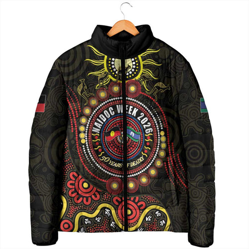 50 Years Of Deadly NAIDOC Week 2026 Padded Jacket Aussie Kangaroo Aboriginal Art