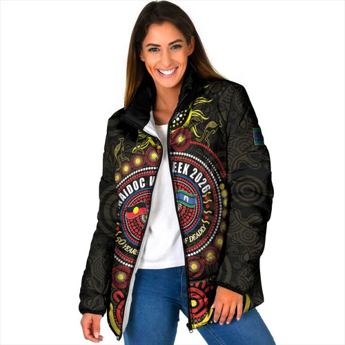 50 Years Of Deadly NAIDOC Week 2026 Padded Jacket Aussie Kangaroo Aboriginal Art