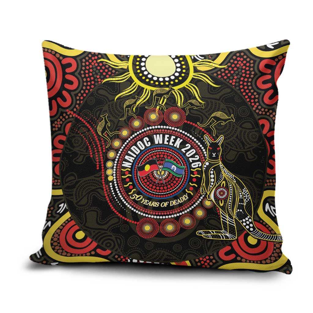 50 Years Of Deadly NAIDOC Week 2026 Pillow Cover Aussie Kangaroo Aboriginal Art