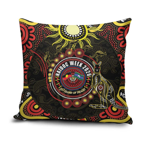 50 Years Of Deadly NAIDOC Week 2026 Pillow Cover Aussie Kangaroo Aboriginal Art