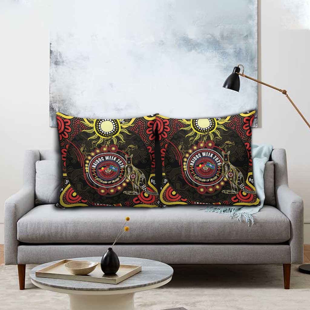 50 Years Of Deadly NAIDOC Week 2026 Pillow Cover Aussie Kangaroo Aboriginal Art