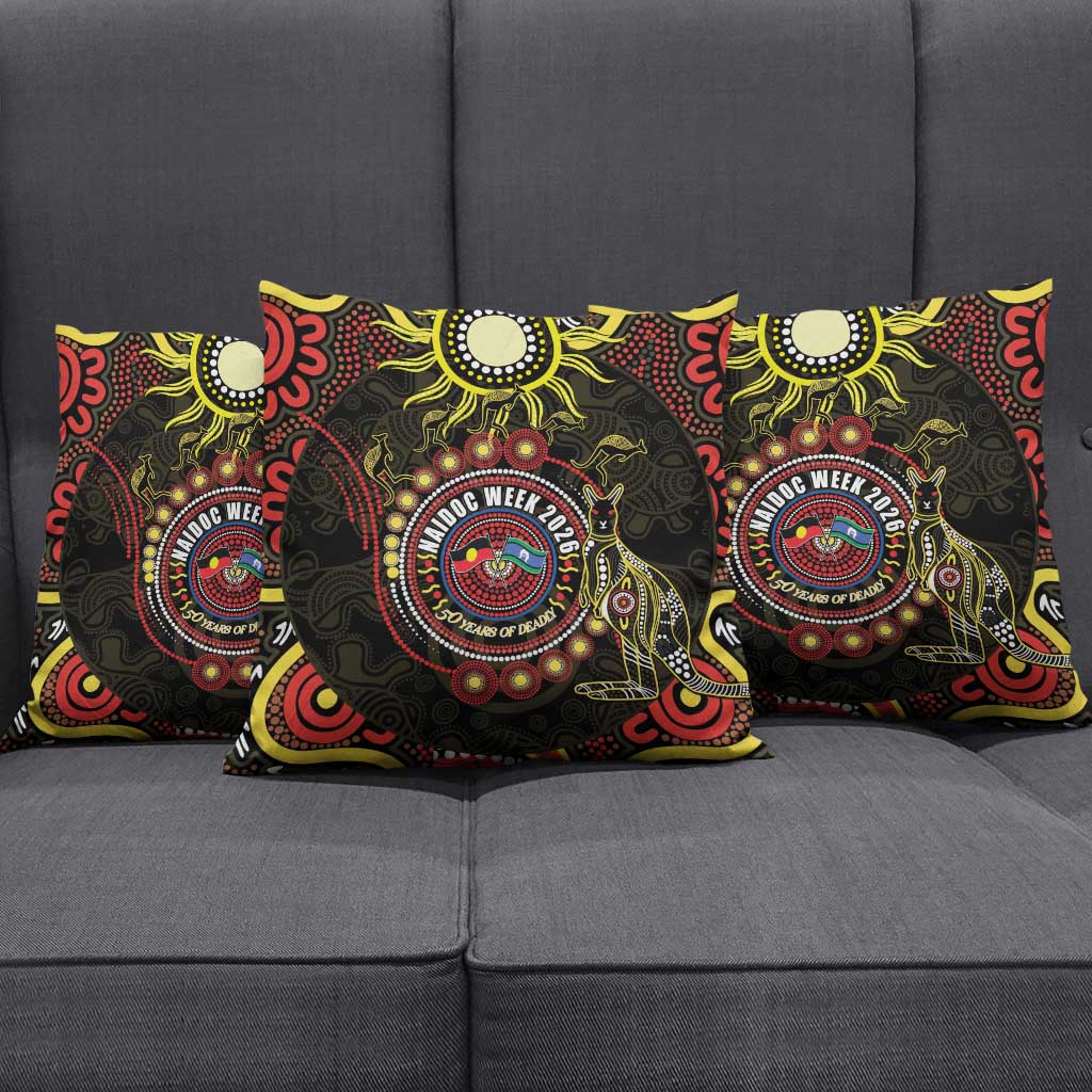 50 Years Of Deadly NAIDOC Week 2026 Pillow Cover Aussie Kangaroo Aboriginal Art